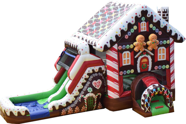 27′ Christmas Gingerbread House Dual Lane Slide